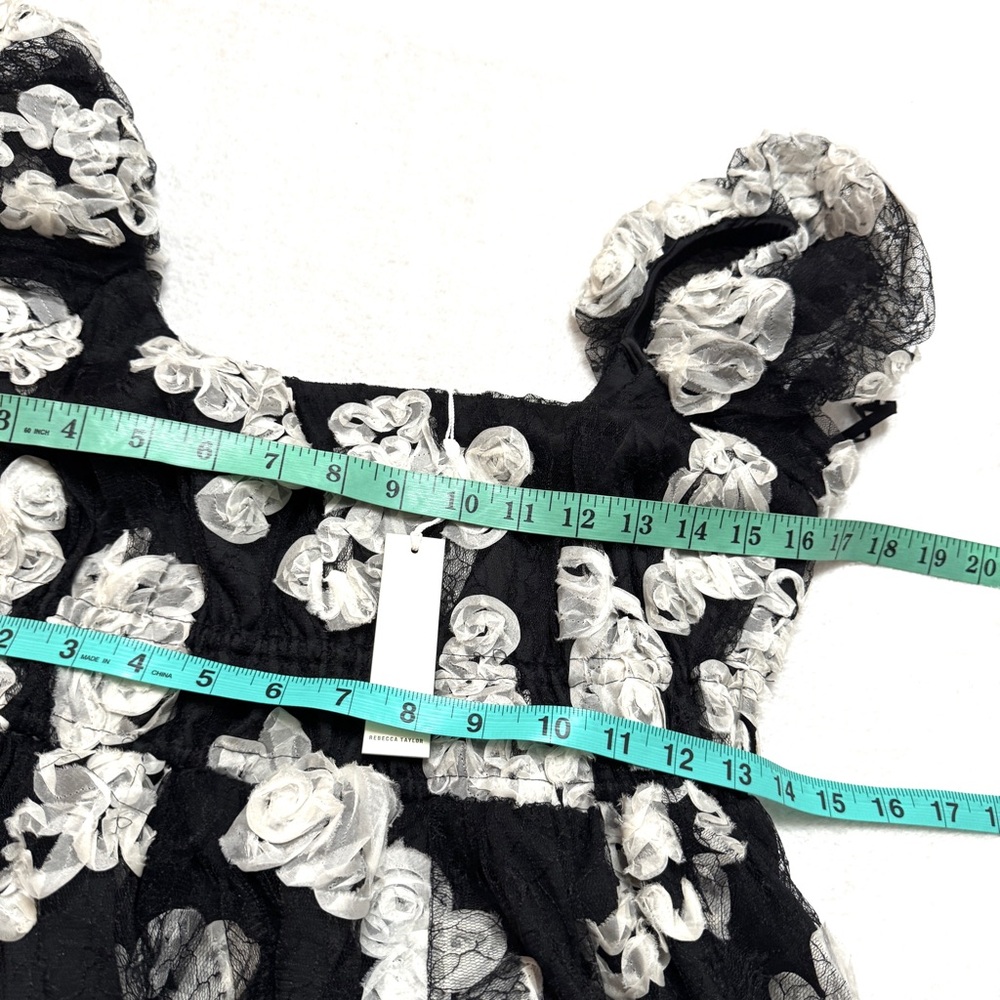 Rebecca Taylor sz 4 Ribbon Lace Dress Floral Black White - Picture 12 of 14